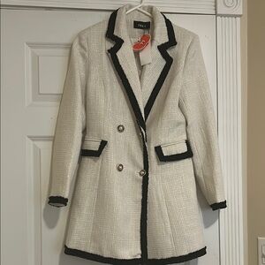 Cider Black and White Textured Suit Jacket